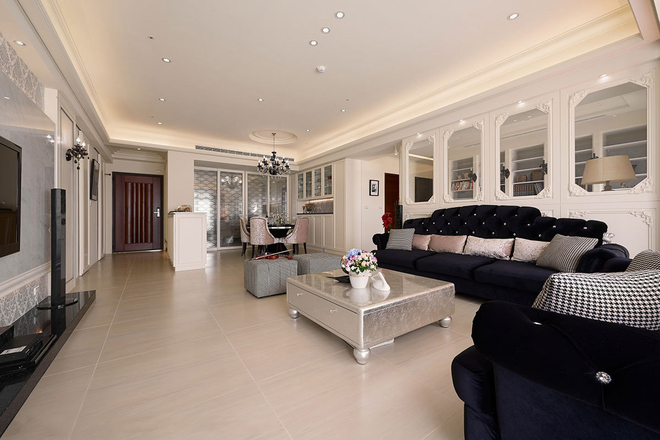 三款色优雅加分的132平新古典三居