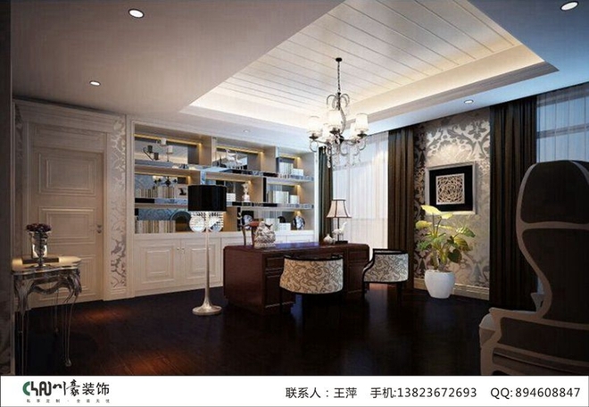 本案例以欧式风格为基调,同时添加清新美式设计元素,在设计造型过程中,客厅吊顶是用叠级吊顶来做,电视墙是用造型板材和爵士白石材所搭配来做,沙发背景墙则没有过多装饰,刷了咖啡色乳胶漆,后期用一个非常具有欧式风格的装饰品挂上,其余地方设计都是利用欧式风格和美式风格经典元素设计而来,家具选用带有一点布艺沙发从而看上去很适合整体家居环境的,整个房子装修的色调以深浅做搭配,后期再加上一些软装饰的设计,整体的效果是非常出众,非常温馨,适合居住的装修设计效果!