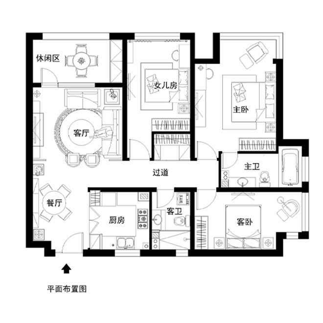 清水湾120平米雅韵中式风情三居设计效果图