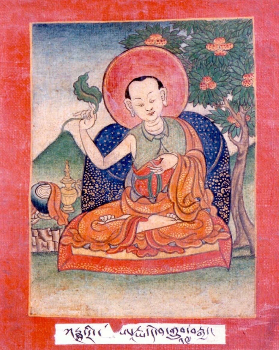 十八、咕噜嘎拿力巴(圣天菩萨、提婆)传 这是咕噜嘎拿力巴的故事。 大师是属于四生中的化生,他是在巴那烂陀寺出家,成为寺庙中的住持,弟子有十万人,但是始终未能生出证悟。他听说龙树菩萨住在印度南方,立刻心中生出了不共的信心和渴望,就上路出发往南方了。 他来到了一个大海边,文殊菩萨化成一个渔夫坐在那里,大师看见了就向他行礼献了曼达,并告诉渔夫:“我要到南方去见龙树菩萨,请您指引我道路。” 渔人回答:“在那边的茂密森林中,他在作“性命心