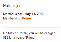 这也算是优惠吧,99刀的美国亚马逊会员每位10