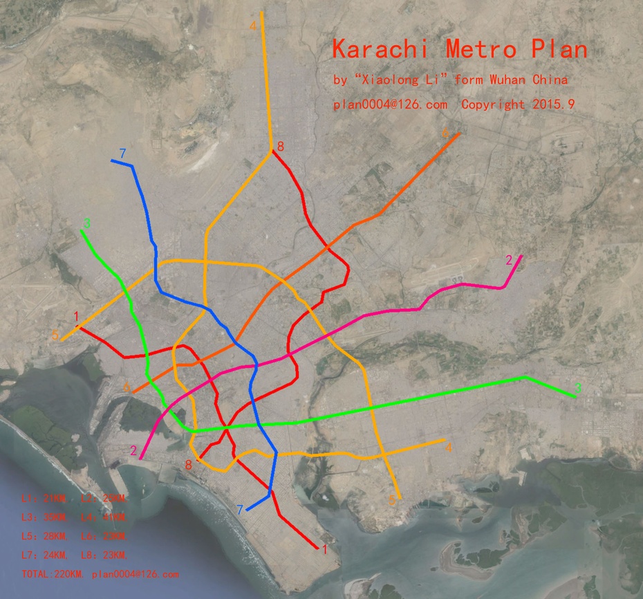 8条线路,220公里总长.请帮忙转交给巴基斯坦朋友.