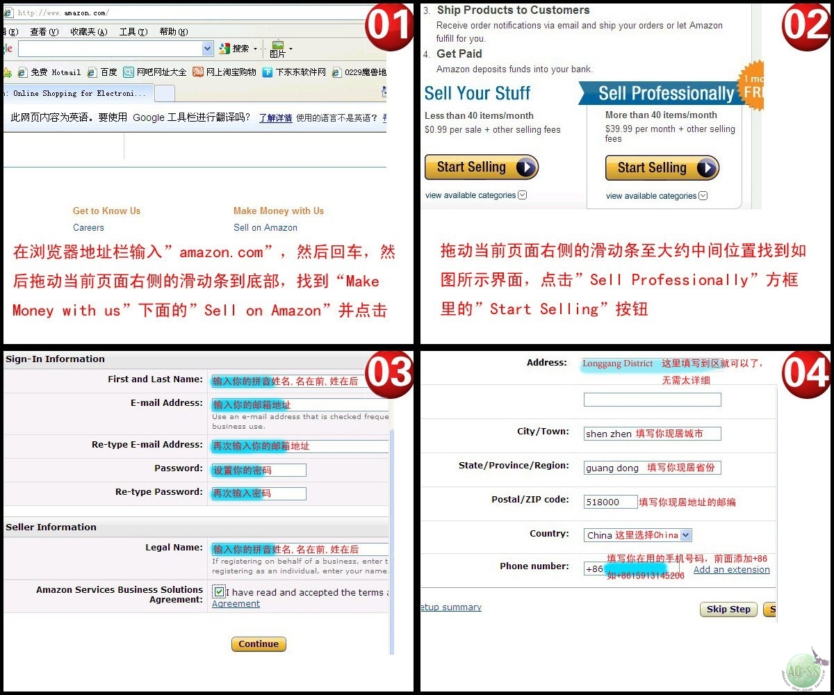 标题 关于 亚马逊 注册流程图 分享