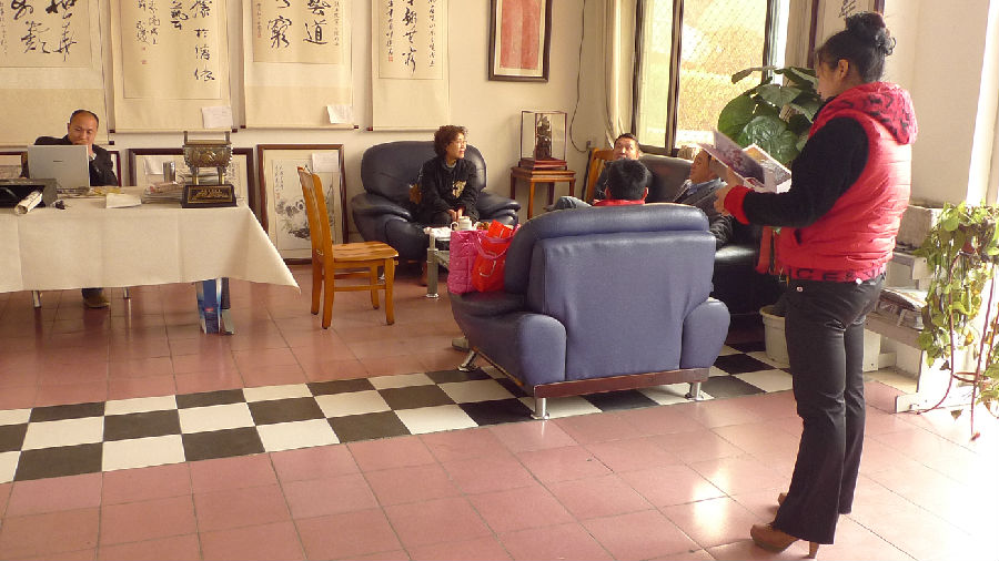 (五)大家对工笔画院傅善芬女士带来的一幅近期写意画进行品赏和观摹.