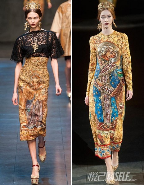 dolce&gabban 2013秋冬秀场,服装图案选择具有浓郁古典主义风情的绘画