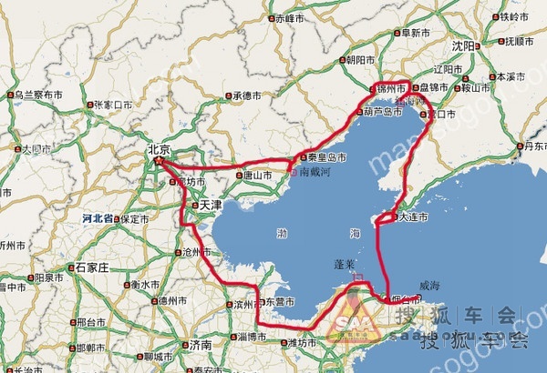 急求,济南至盘锦,沈阳,本溪,丹东,大连路书!