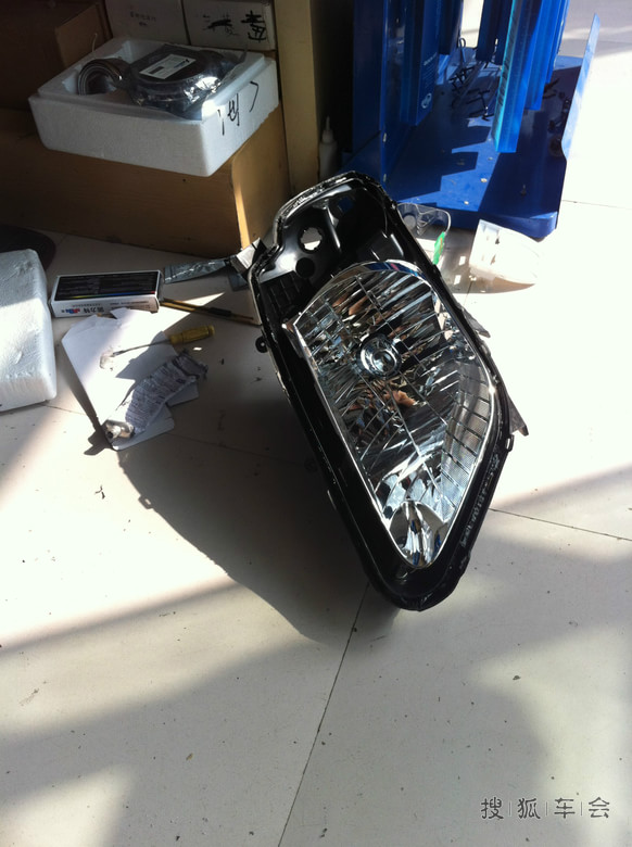 赛欧改灯,氙气大灯,很有感觉,晒一下