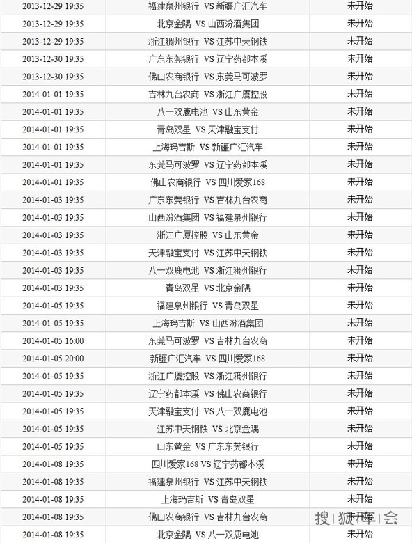2013-2014年度CBA联赛常规赛完全赛程_北京