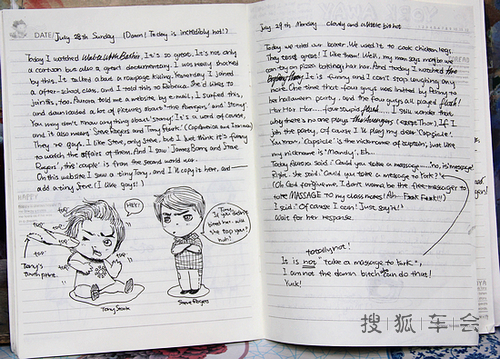 英文日记本上的插画_汽车茶馆