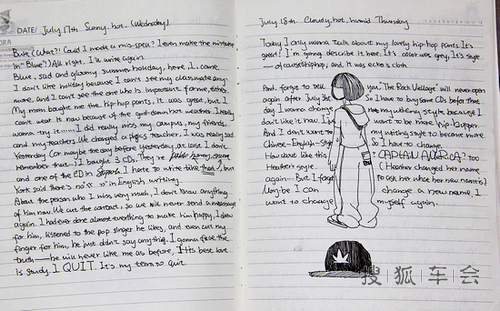 英文日记本上的插画