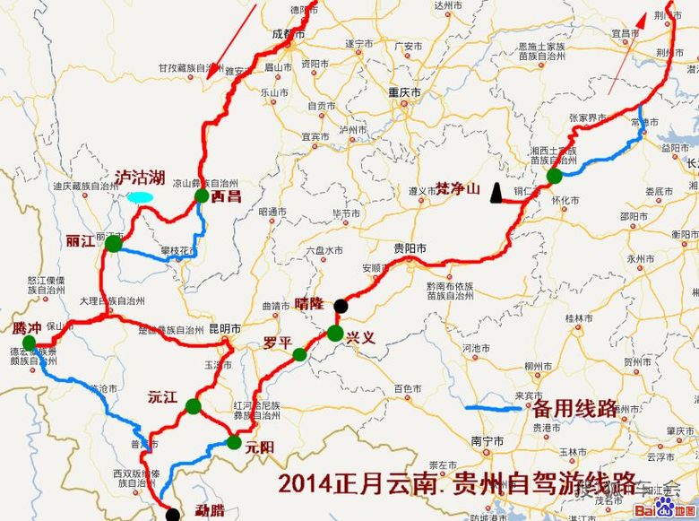 老段正月自驾游云南贵州线路图_自驾游_搜狐车友会