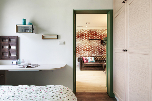 有2 间卧室的混搭风21平绿色小户型装修效果图