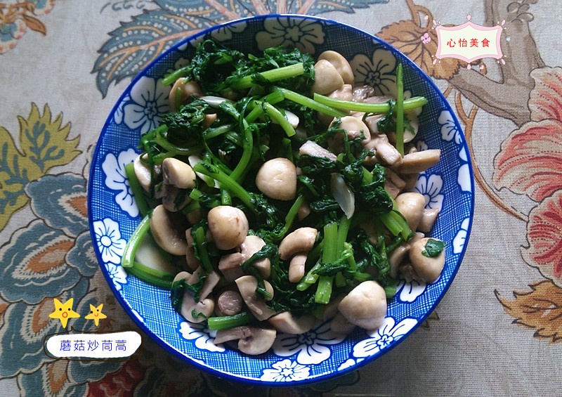 純素美食蘑菇炒茼蒿