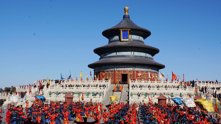 实拍北京天坛皇帝祭天表演