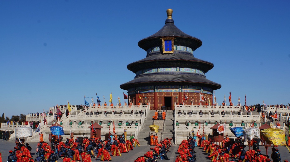 实拍北京天坛皇帝祭天表演