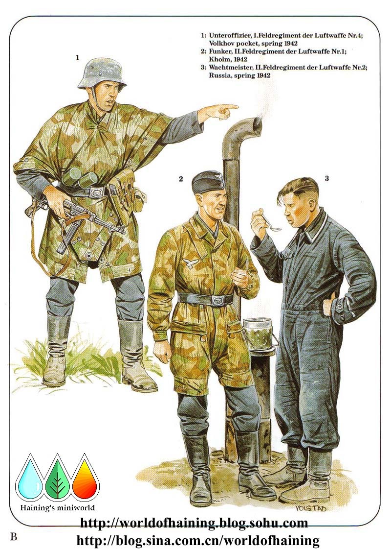 春 随着俄国季节的变换,德国空军地面部队缺乏迷彩制服的情况再次出现