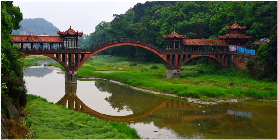 乐山乌尤寺桥图片