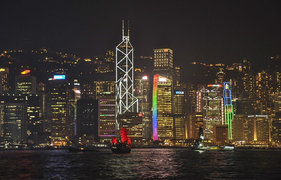 香港维港夜景兰桂坊