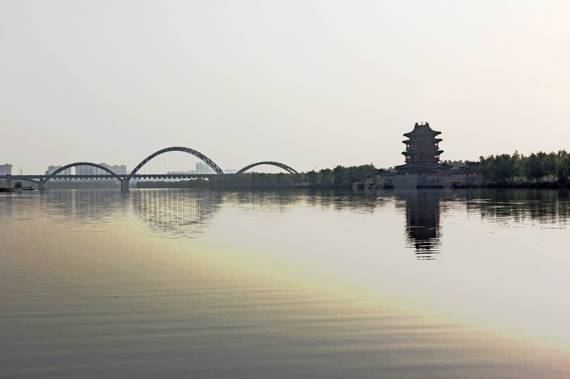 临汾漫步汾河滨,彩虹大桥观日落--山西黄河行之五-仁义礼智信-搜狐博